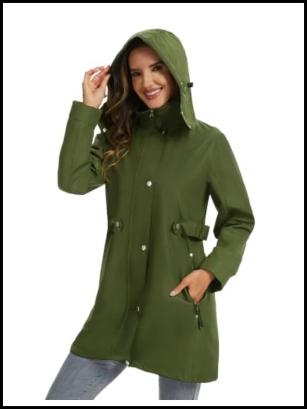 Waterproof Lightweight Hooded Long Rain Jacket Windbreaker